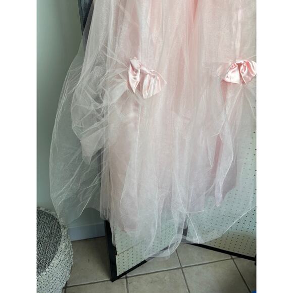 Vintage Gunne Sax x Jessica McClintock Pink Tulle Corset Prom Dress- Juniors 5 - Picture 7 of 11